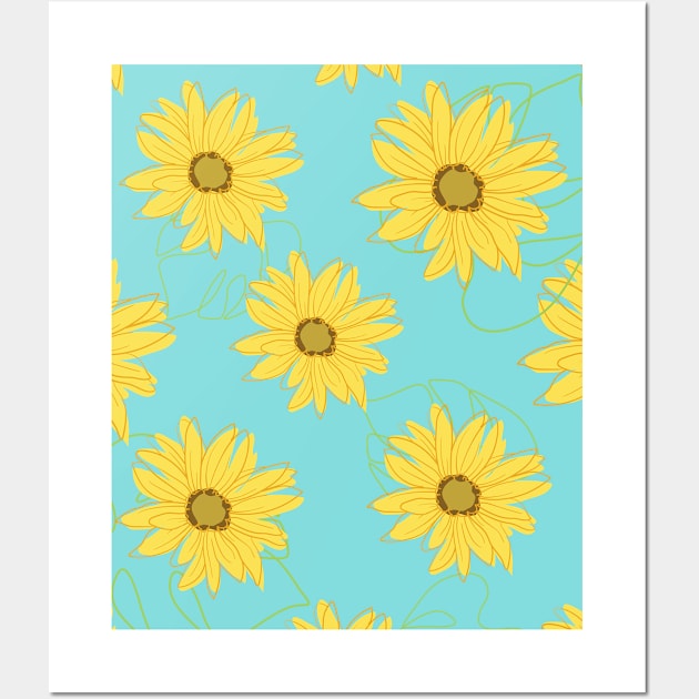 Hand Drawn Daisy Pattern Wall Art by EACreaTeeve